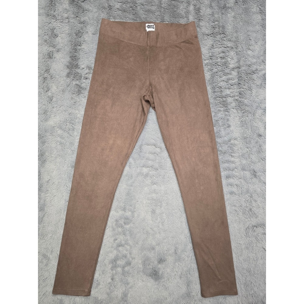 Mud Pie Brown Faux Suede Leggings Small 4-6 Stretch Pull On Slim Fit Pants